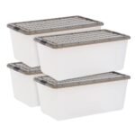 IRIS 4pk 91qt Stack and Pull Plastic Storage Bin Clear