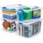 EconoHome 96 Qt Clear Storage Box with Lids, Stackable Plastic Storage Bins, Heavy-Duty Organizer Totes for Home, Office & Garage, 4 Pack