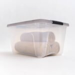 IRIS 32qt Stack and Pull Plastic Storage Bin: Clear & Gray, Stackable, Portable, Latch Closure, Built-In Handles - Image 6