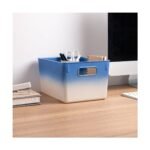 Isaac Jacobs 2pk 7"x8.11" Decorative Storage Ombre Bin Blue - Image 4
