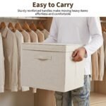3-Pack Large Fabric Storage Bins with Lids – Deep 15x11.3x12.5 Inch, Stackable, Foldable, Sturdy Cotton-Linen with Handles for Closet & Pantry - Image 5