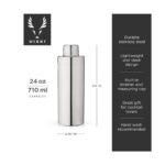 Viski 24oz Stainless Steel Cobbler Cocktail Shaker with Strainer & Jigger Cap for Espresso Martini, Margarita, Bartender Tools, Home Bar Gifts, Silver - Image 4