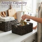 Hastings Home Handmade Rectangular Twisted Wicker Baskets - Set of 2 - Black - Image 5