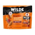 WILDE 13g On The Go Snacks Protein Chips - Buffalo - 1.34oz/4ct: Ready to Eat, 5.36oz, Chip Variety Packs