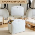 Canvas Storage Bags with Zipper, 2-Pack Large Comforter Organizer with Window & Handles for Blankets, Closet, Dorm,white - Image 5