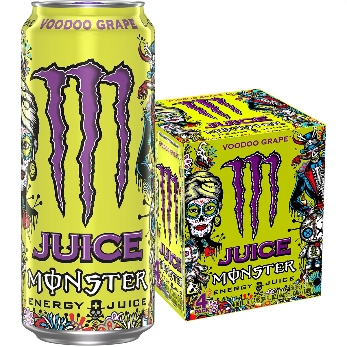 GUEST_383fe5da-b0f1-436e-9a0f-60ca311bdc43 Monster Energy Voodoo Grape Juice - 4pk/16 fl oz: Low Sodium, No Artificial Colors, Caffeinated - Image 1