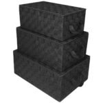 Sorbus 3 Pack Decorative Stackable Woven Basket with Lid and Built-in Rope Carry Handles - Great for Storage and Organization