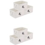 REGALWOVEN Storage Cube, Set of 6 Cotton Storage Bin with Handles Collapsible Storage BasketCream 15.7*11.8*7.9in