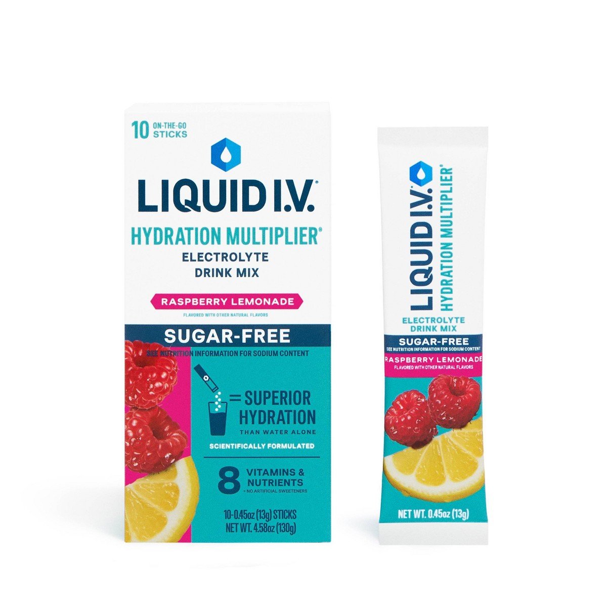 GUEST_3988be6d-85b5-432e-80fc-873b0ac17ed9.jpg Liquid I.V. Sugar Free Hydration Powder Electrolyte Supplements: Non-Caffeinated Raspberry Lemonade Drink Mix, 10 Pack - Image 1
