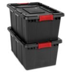 Sterilite 27 Gal Industrial Tote Stackable Storage Bin with Latching Lid, 4 Pack - Image 5