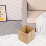 REGALWOVEN Durable Set of 6 Fabric Storage Cube with Built-In Bottom with Handle, Collapsible Storage for Organizing Clothes Books Khaki 11*11*11in - Image 5