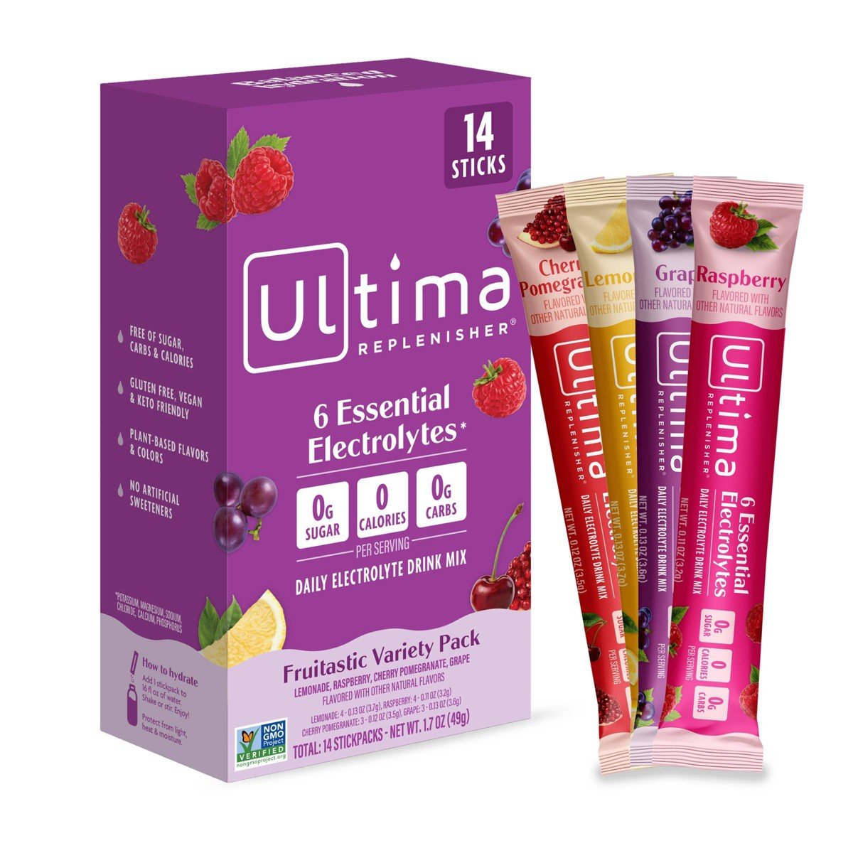 GUEST_3c3f8b70-961c-4993-a734-5c2d02692e86.jpg Ultima Replenisher Daily Hydration Electrolyte Stick Packs - Fruitastic Variety Pack - 1.7oz/14ct - Image 1