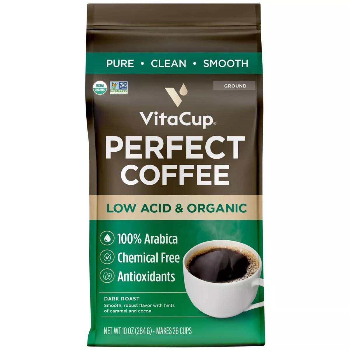 GUEST_3d32a9d5-0dc4-47a4-9aa5-efdc02f5594c.jpg VitaCup Perfect Low Acid Dark Roast Ground Coffee - 10oz - Image 1