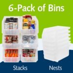 ReadySpace Large Plastic Storage Bins, Stackable Organizer, Clear, 6 Pack - Image 2