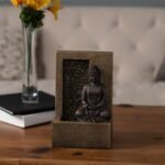 Nature Spring Tabletop Water Fountain - Sitting Buddha Statue by a Stone Wall Waterfall, Electric Pump & Soothing Sounds for Office and Home Decor - Image 4