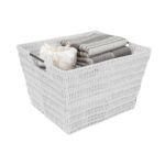 Simplify Large Rattan Tote with Sterling Silver Handles Gray: Decorative Storage Bin, 15"x13"x10", No Assembly Required - Image 4
