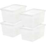 IRIS 58 Qt Storage Bins with Lids, Clear Stackable Containers, 4Pk