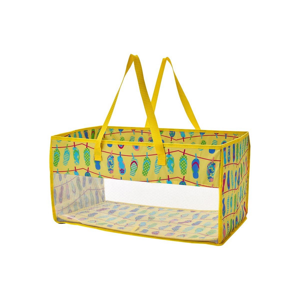GUEST_3f186b9d-bdff-4cf9-a59a-363291910bc3.jpg The Lakeside Collection Home Storage Tote Bin with Mesh - Flip Flop or Shell Print - Flip Flops - Image 1