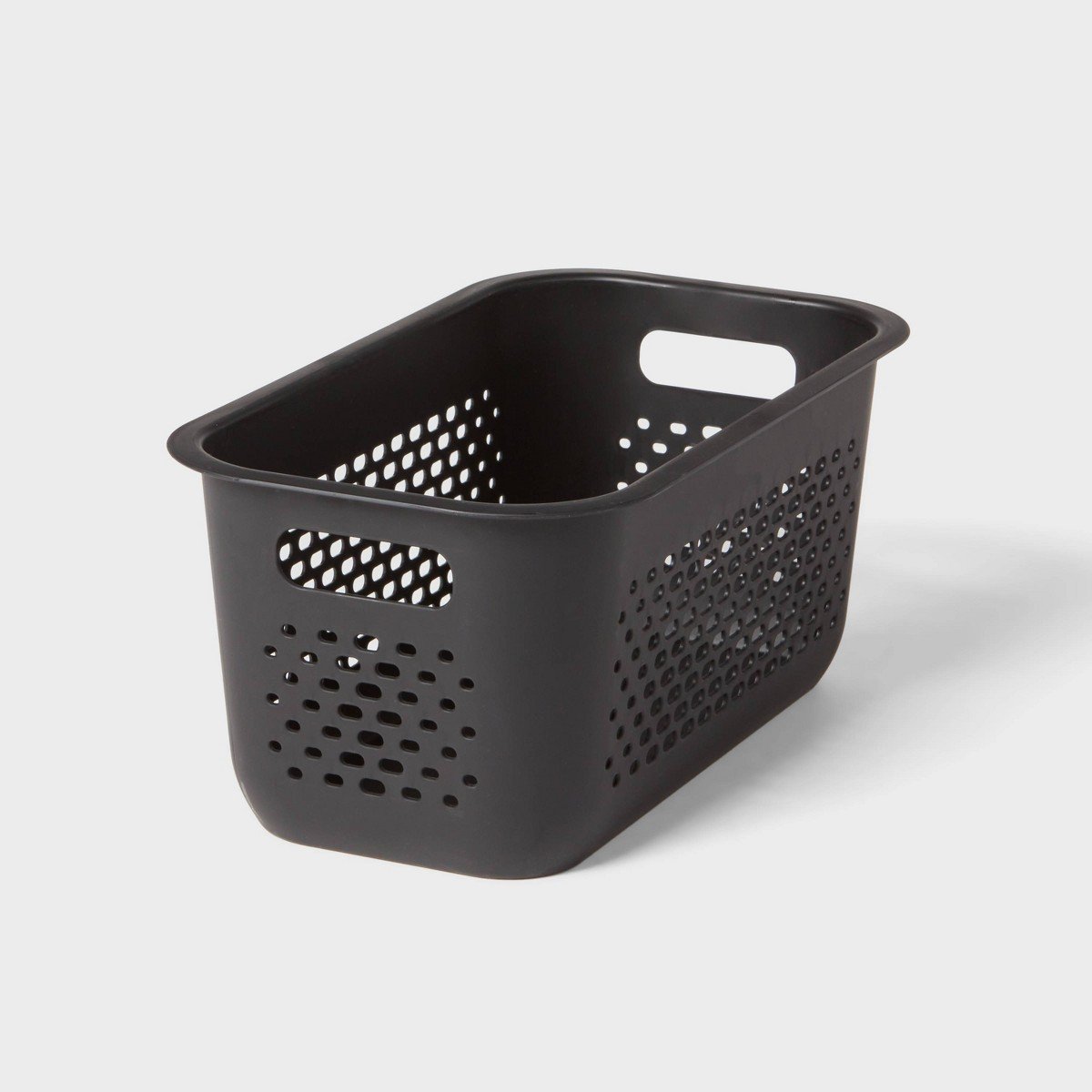 GUEST_4024d0f5-656f-40a3-bb36-78b5ad96d318.jpg Narrow Medium Rounded Rectangle Decorative Plastic Bin with Cutout Handles Black - Brightroomâ„¢ - Image 1