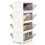 Costway 4-Tier Stackable Storage Bins 44-gal Collapsible Storage Boxes with Lid Organizer