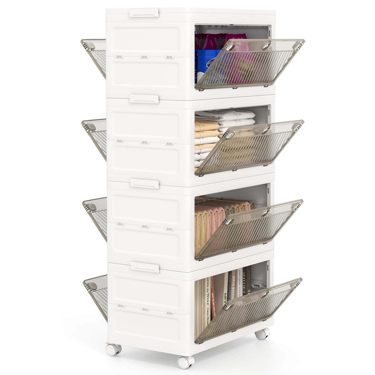 GUEST_405b3d1e-06e0-4ff1-ba68-77b31e932ebf.jpg Costway 4-Tier Stackable Storage Bins 44-gal Collapsible Storage Boxes with Lid Organizer - Image 1