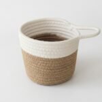 Alilang Small Hanging Storage Basket with Handle Woven Style Organizer for Bathroom Bedroom Entryway, Khaki