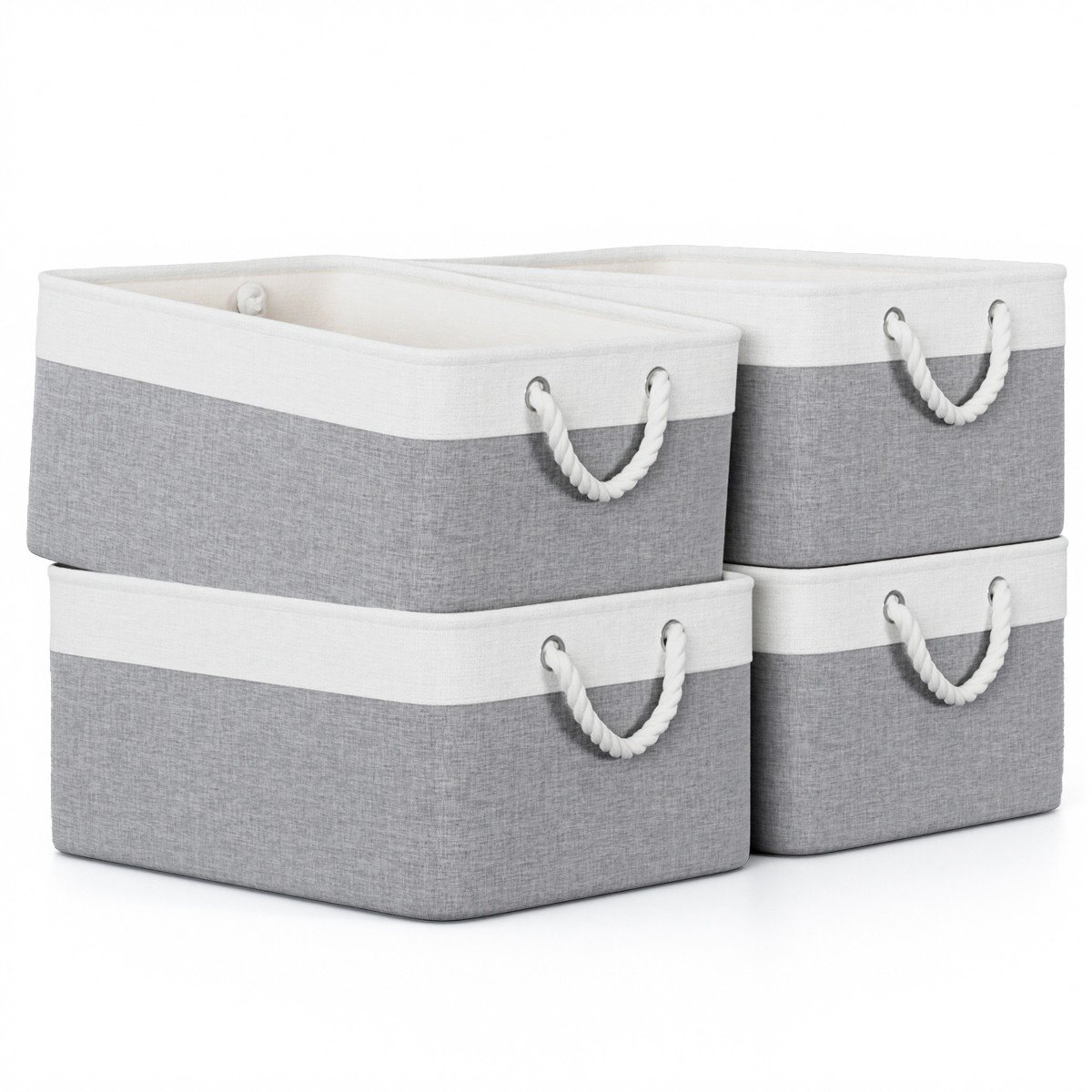 GUEST_41c7a817-fa77-4179-b222-000ef04cf3f4.jpg 16 x 12 Inch Cube Storage Bins 4 Pack Collapsible Fabric Storage Cubes with Rope Handles for Home Closet Office Nursery Organization - Image 1