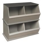 Badger Basket Woodgrain Two Bin Stackable Storage Cubby - Gray - Image 6