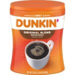 Dunkin' Original Blend Medium Roast Ground Coffee Canister - 30oz: Arabica Beans, Source Varies