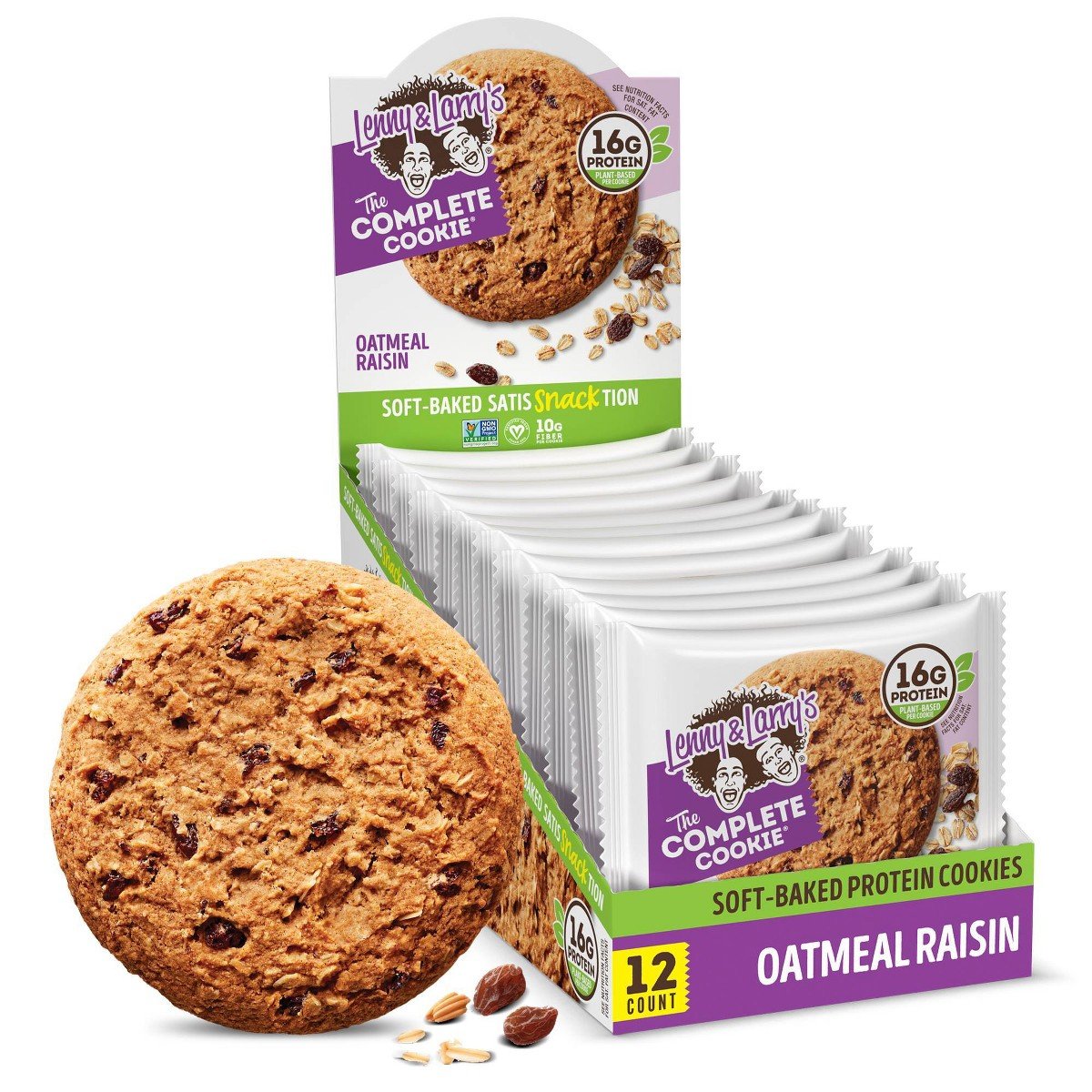 GUEST_425c2247-49c8-4cda-8a0e-36f12d6536f2.jpg Lenny & Larry's Chewy Soft Baked Vegan, Non-GMO, High Fiber Protein Cookie - Oatmeal Raisin - Plant Protein - 16g Protein - 4oz/12pk - Image 1