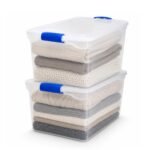 Homz 66 Qt Multipurpose Stackable Storage Bin with Latching Lids, Clear (2 Pack)