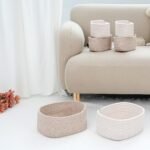 Unique Bargains Woven Storage Organizer Decor Storage Basket 3 Pcs Beige - Image 5