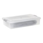 IRIS 40qt Underbed Plastic Storage Container with Lid Clear: Stackable, Transparent, Built-In Handles - Image 3