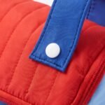 Alilang Womens Quilted Makeup Bag with Handle and Colorblock Patch Design - Red - Image 3