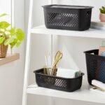 Narrow Small Rounded Rectangle Decorative Plastic Bin Black - Brightroom™ - Image 2