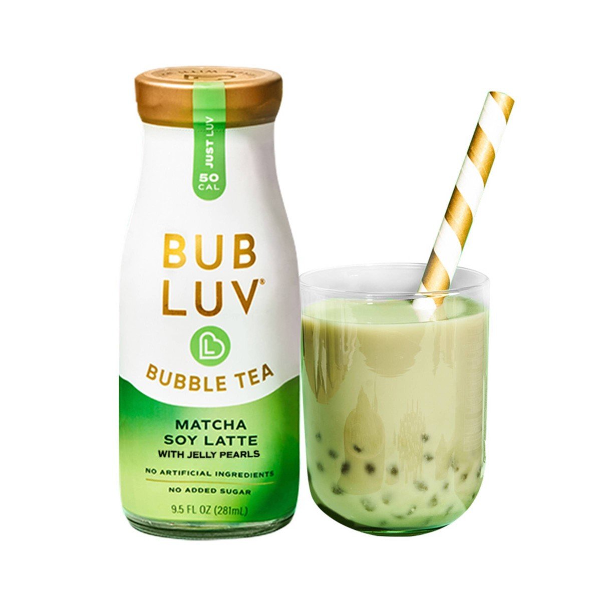 GUEST_44b3db9a-29e7-4c5b-bd23-a49e2794a787.jpg BUBLUV Bubble Tea Matcha Soy Latte with Jelly Pearls - 9.5 fl oz: Sugar-Free, Vegan, Gluten-Free - Image 1