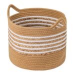 REGALWOVEN Woven Cotton Rope Handcrafted Compact Size Open Home Storage Bins 1 Pcs Light Brown 13.8*13.8*10.6in