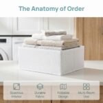 REGALWOVEN Storage Cube, Fabric Storage Bin with Zipper for Shelves Closet, Collapsible Storage Basket for Organizing Books White 12Pcs - Image 4