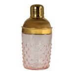 Storied Home Hand-Blown Glass and Stainless Steel Hobnail Cocktail Shaker, Pink and Gold - Image 5