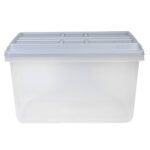 Hefty 72qt Clear Hi-Rise Storage bin with Stackable Lid Gray: Plastic Utility Tubs, Locking Handles, Snap Closure - Image 4