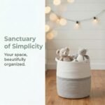 REGALWOVEN Woven Cotton Rope Lightweight Handcrafted Open Storage Bins 14 x 14 x 16.9 Inch 1 Pc White Grey - Image 4
