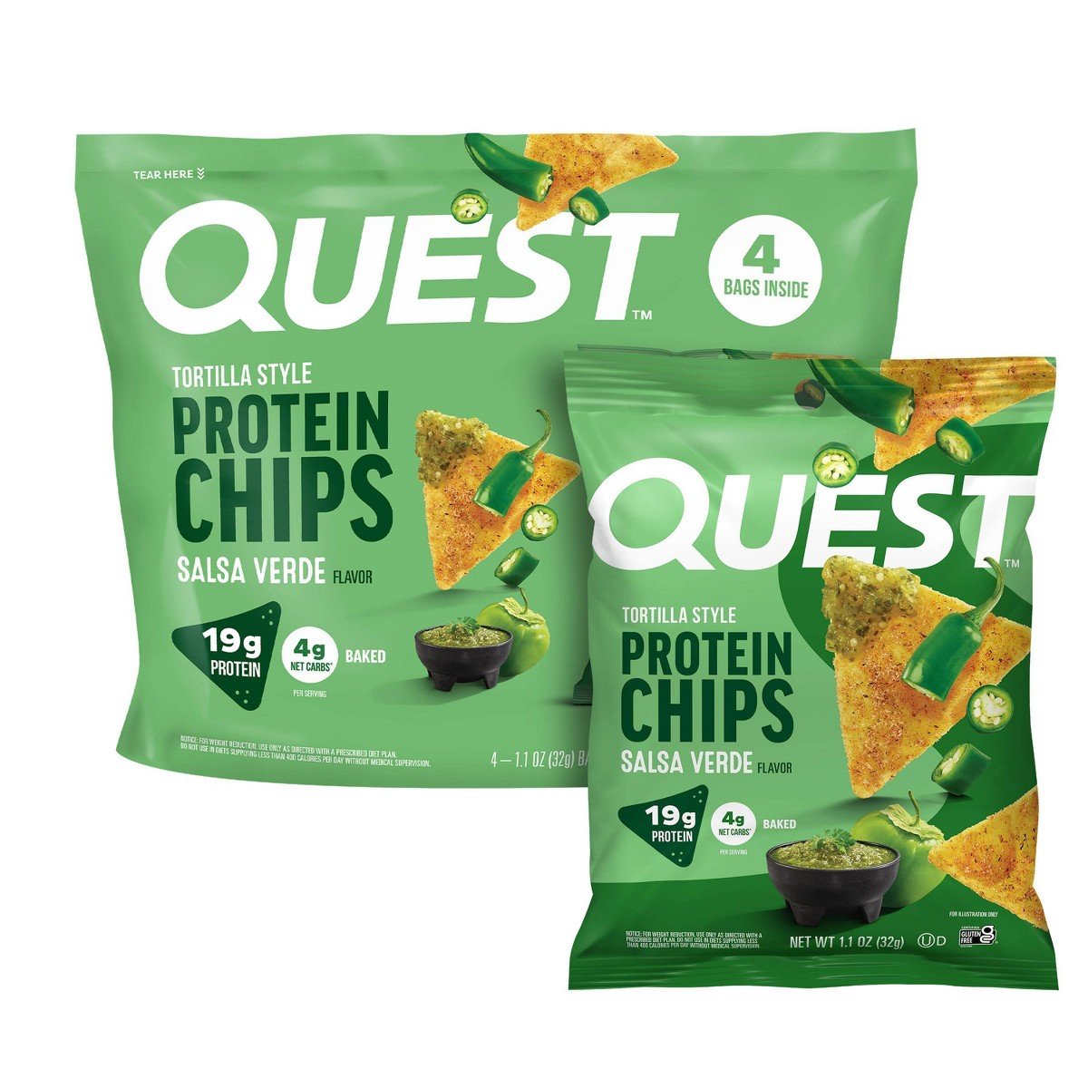 GUEST_46f99093-e543-48d9-8a18-2369497e147a.jpg Quest Nutrition Tortilla Style Protein Chips - Salsa Verde - 4.5oz/4pk - Image 1