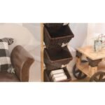 Wickerwise 4-Tier Wooden Frame Stand with Woven-Inspired Plastic Baskets Freestanding Organizer Rack - Image 2
