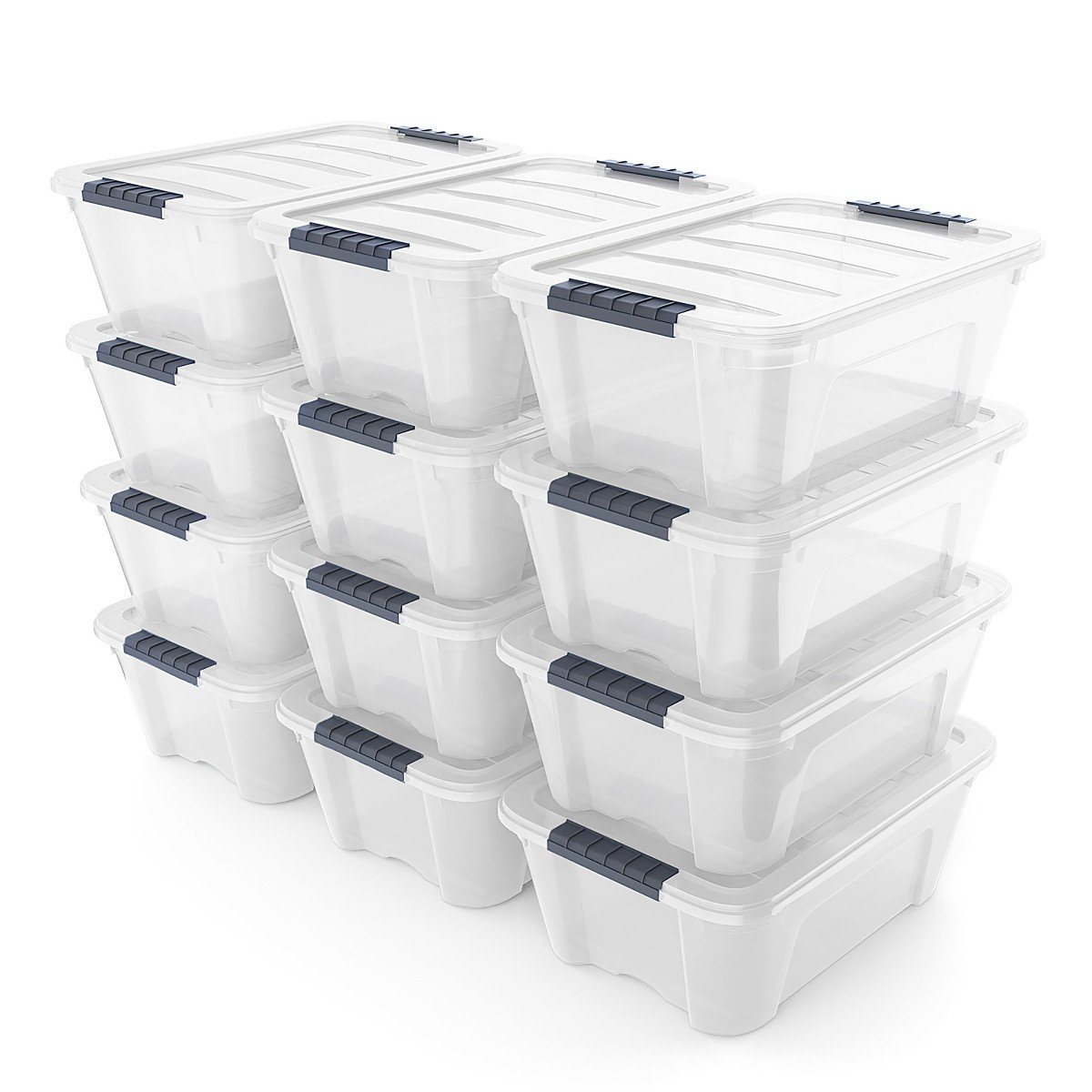 GUEST_49626846-b12e-496e-8018-1bf70bdc8a02.jpg Costway 12 Pack Latch Stack Storage Box Tubs Bins Latches Handles - Image 1