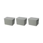 YBM Home Large Grey Stackable Plastic Storage Bin with Lid (2149),3-Pack