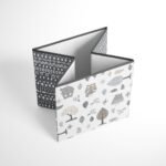 Bacati - Owls Gray/Beige Neutral Cotton Storage Box Small - Image 2