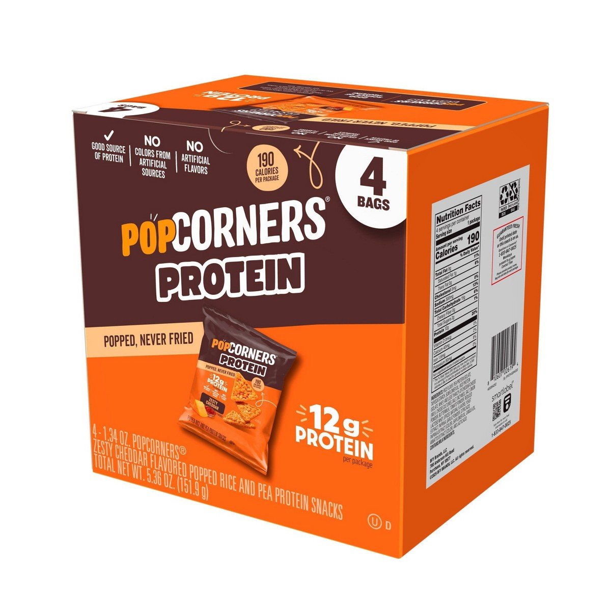 GUEST_4c9050a9-2622-4ddc-8fdd-2d7a8d2aee5d.jpg Popcorners Zesty Cheddar Protein Chips - 5.36oz/4ct - Image 1