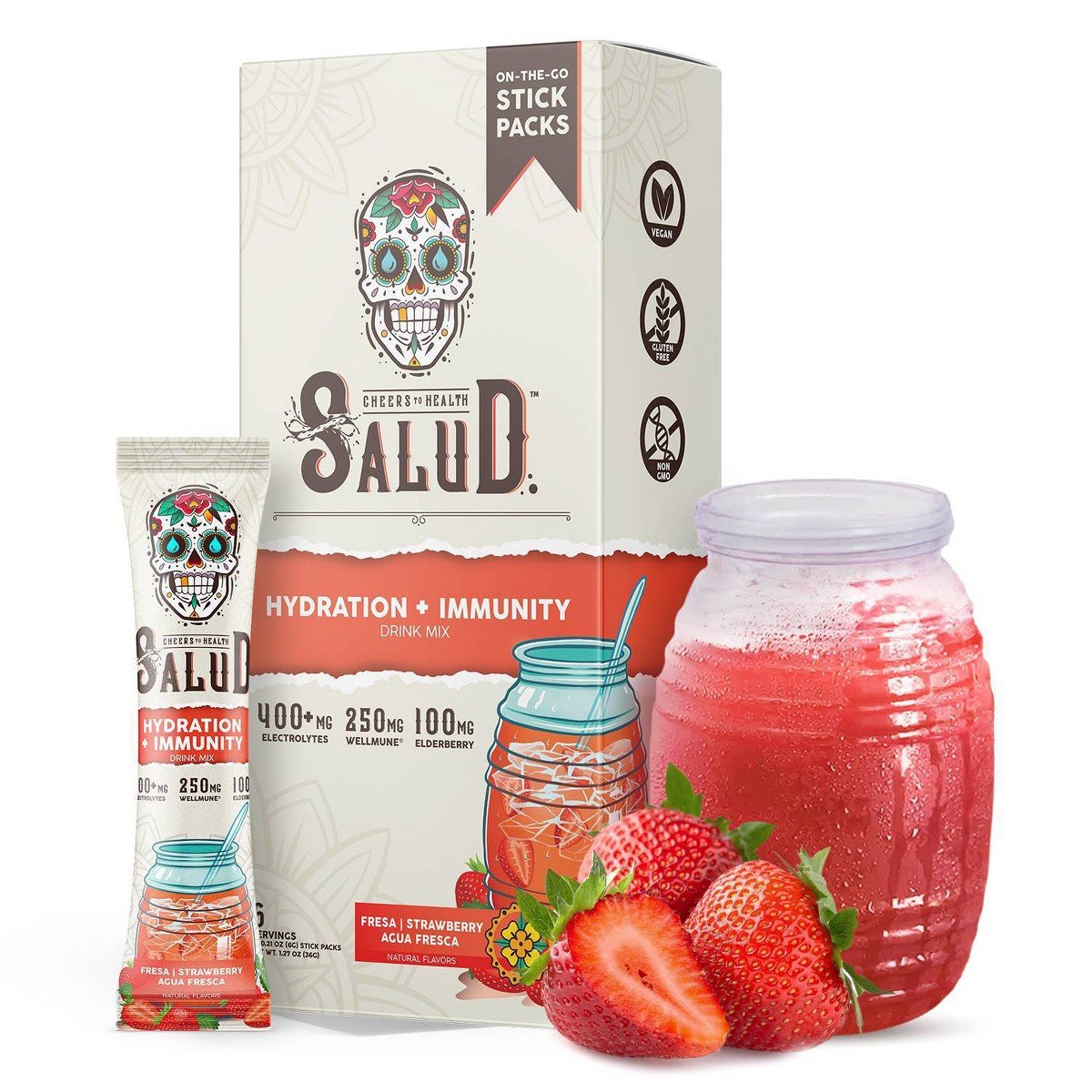 GUEST_4cb33a99-3c83-417a-8078-5b9455c45755.jpg Salud Hydration + Immunity Strawberry Electrolyte Drink Mix - 6pk/0.21 oz Packet Sticks - Image 1