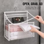 Alilang Clear Hanging Wall Storage Bag with Snap Flap Hook Bathroom Organizer - White - Image 4