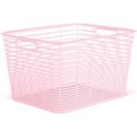 Curver 4 Pack 18.8L Aria Decorative Plastic Storage Organization Baskets, Pink